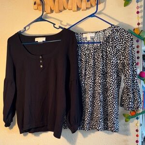 EUC Michael Kors Blouse Bundle Size L. First is a black scoop, neck, balloon thr